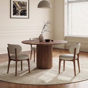Nordic <b>Solid</b> <b>Wood</b> <b>Round</b> <b>Dining</b> <b>Table</b> With Cylindrical Lines Modern Minimalist Design For Home <b>Dining</b> Room - Product Image 4