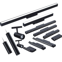 Rail lumineux magnétique en aluminium noir et blanc 26 mm DC 48V, dimmable, anti-éblouissement, 6W-24W, 3000K-6000K, projecteur linéaire