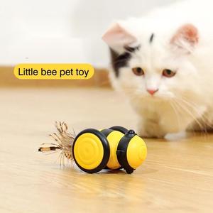 Juguetes interactivos automáticos para mascotas para gatos, abeja pequeña de plástico y luz de plumas, juguetes de burlas para gatos, juguetes de movimiento para mascotas - Product Image 3