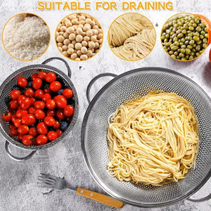 Passoire en acier inoxydable perforée avec poignées pour égouttage rapide des pâtes, riz, fruits et légumes – Outil de cuisine en gros - Product Image 2