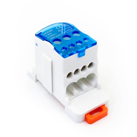 Conector de Barra Colectora de Latón WUKK 80A, Bloque de Terminales de Distribución de Energía Eléctrica Unipolar Universal con Tornillo para Riel DIN