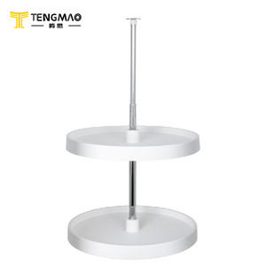 Porte-épices rotatif blanc gris de 18 pouces Organisateur rond en plastique à deux pneus Lazy Susan Set - Product Image 1