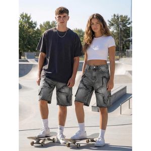 Shorts en jean baggy pour homme FOXA, coupe large, déchirés, taille mi-haute, en coton respirant, style streetwear décontracté - Product Image 5