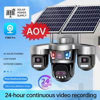 Caméra de sécurité sans fil solaire 8MP à 4 objectifs et 3 PTZ avec surveillance AOV pour la surveillance extérieure