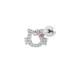 Pendientes de Acero Quirúrgico con Parte Trasera Plana, Pendientes de Diamante con Forma de Gatito, Aros para Cartílago, Piercings para <span class=keywords><strong>Daith</strong></span>, Concha, Tragus, Hélix - Product Image 5