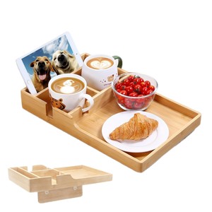 Mesa Auxiliar de Madera Multifuncional para Sofá, Mesa de Desayuno y Café con Compartimento de Almacenamiento para Aperitivos y Dispositivos, Diseño Moderno, Color Negro - Product Image 3