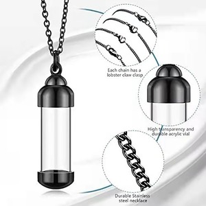 Stainless Steel Glass Transparent Urn Pendant Can Open Perfume Bottle for Men Women Ashes Jar for Dogs <strong>Cats</strong> Dog <strong>Cat</strong> <strong>Memorial</strong> - Product Image 4