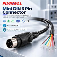 Adaptateur Mini DIN mâle 6 broches vers câble à extrémité nue, câble pigtail personnalisé pour réparation, connecteur pigtail Mini DIN industriel 6 broches
