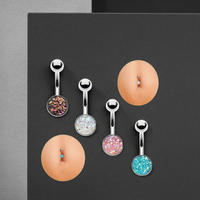 Xinfocus Mode Corps Bijoux pour Femmes Hommes En Acier Inoxydable Forme Ronde Nombril Anneau 14 Gauge Nombril Piercing Bijoux