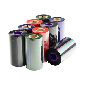 Standaard anti-kras zwart 110mm x 300m thermische overdracht (ttr) wax/hars barcode lint jumbobroodje voor papier etiketten