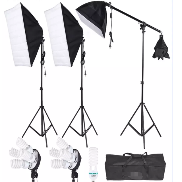 TZ-NS-16  Photography Studio Light Kit 3pcs Softbox Tripod Stand 45W 135W Bulb Cantilever with Oxford Bag Photo Studio Kits