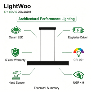 Lampada a Sospensione LED Lineare Minimalista con Sensore di Movimento, Dimmerabile, CCT Regolabile, Illuminazione Su/Giù, Antiabbagliamento per Ufficio e <span class=keywords><strong>Sala</strong></span> da <span class=keywords><strong>Pranzo</strong></span> - Product Image 4