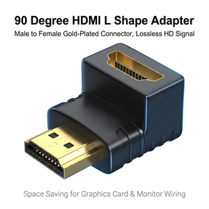 Adaptador HDMI Veggieg de 90 Grados, Convertidor HDMI Hembra a Macho de Alta Velocidad, Conector HDMI AF a AM en Ángulo Recto Chapado en Oro - Product Image 4