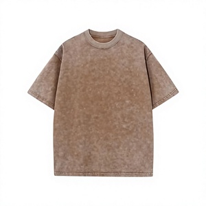 T-shirt en coton rose surdimensionné personnalisé pour hommes et femmes, col rond, lourd, uni, streetwear, décontracté, unisexe - Product Image 1
