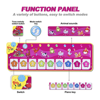 110*36cm Animal Multifunction Instrument Keyboard Piano Game Mat Giant Floor Piano Dance Mats Toys for 3-12 Year Old Girls