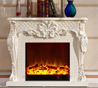 Cheminée électrique sculptée européenne Prima avec manteau décoratif, flamme LED, autoportante, moderne, pour salon, avec télécommande