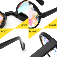 Lunettes de mode Rave hommes forme ronde kaléidoscope lunettes de soleil femmes fête prisme psychédélique lentille diffractée lunettes de soleil plastique CE