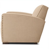 Fauteuil contemporain en peau de mouton avec pieds en bois et dossier à tiges pour salon et salle à manger, taille et couleur personnalisables