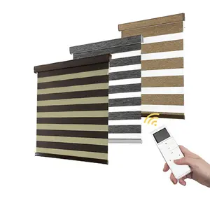 Zebra Blind Motorized Polyester Blackout Electric Day And Night Zebra Roller Blinds