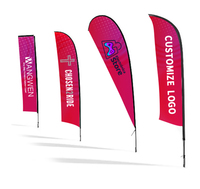 Drapeau promotionnel personnalisé imprimé numériquement, mât en aluminium de 2,8 m ou 3,4 m, drapeau à plume, drapeau de plage, bannière, drapeaux