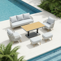 Meilleures ventes : Ensemble de canapés d'extérieur en aluminium avec cordage tressé, mobilier de patio, table réglable en hauteur pour jardin