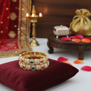 PADMAWATI Luxury Tungsten Gold Plated Original Multi Color Women's High Quality <b>Bangles</b> Set <b>Indian</b> Bridal Party Anniversary Gift - Product Image 3