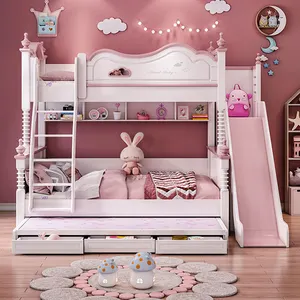 NOVA Modern Design Kids Bedroom Furniture Set 2022 Solid Wood Children Loft Bed Storage Kids Bunk Beds With Slide