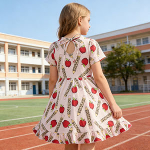 ชุดเดรสเด็กผู้หญิงผ้าไหม<span class=keywords><strong>นม</strong></span>พิมพ์ลายตามสั่ง ODM สำหรับฤดูร้อนแ<span class=keywords><strong>ละ</strong></span>เปิดเทอม เหมาะสำหรับเด็กหญิงอายุ 3 ปี แขนสั้น กระโปรงระบายชายบาน - Product Image 2