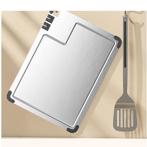 Planche à découper double face personnalisée avec aiguiseur de couteaux, rainure pour jus, planche à découper en acier inoxydable, ensemble de planches à découper en titane - Product Image 6