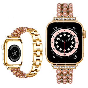 Bande métallique en acier inoxydable perle diamant Bling pour IWatch 8 <span class=keywords><strong>7</strong></span> 6 5 4 3 Se femmes bande de remplacement pour <span class=keywords><strong>Apple</strong></span> <span class=keywords><strong>Watch</strong></span> 41mm <span class=keywords><strong>45m</strong></span> 44mm - Product Image 5