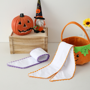 Monogram Cotton Baby Bow Sash with Ric Rac New White Blank Bouquet Sash Ribbon <strong>Halloween</strong> Holiday Party Wreath Door <strong>Decoration</strong> - Product Image 3