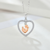 Colliers de collier en argent sterling 925 avec collier pendentif en forme de coeur en chaîne à maillons en zircon à la mode pour maman-pour les fêtes et la fête des mères