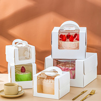 Boîte à gâteau pliable en papier kraft avec fenêtre en PVC et poignée, emballage biodégradable pour desserts et pâtisseries, idéale pour les cadeaux de fête (vente en gros)