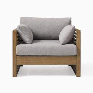 Ensemble de meubles de jardin en bois facile à nettoyer avec chaise longue, parasol et table d'appoint - Product Image 2
