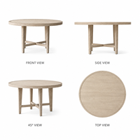 Table à manger ronde en bois massif sur mesure avec base en X, fabricant de tables circulaires en bois de luxe moderne pour projets d'hôtels de charme