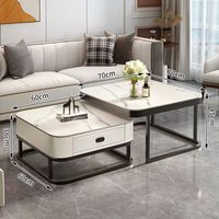 Ensemble de tables basses en verre carrées multifonctionnelles modernes nordiques simples contemporaines imbriquées colorées le moins cher
