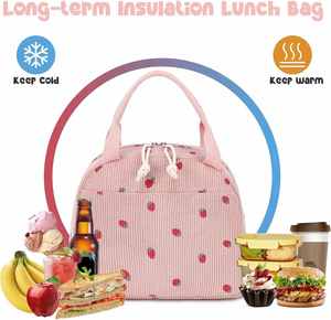 Dropshipping Shopify <b>Lunch</b> Bag for Women Men Cute Corduroy <b>Lunch</b> Tote Bags Reusable <b>Insulated</b> <b>Lunch</b> <b>Box</b> Large Capacity - Product Image 3