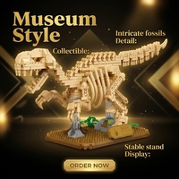 Ensemble de blocs de construction de squelette de dinosaure, 4 modèles, kit d'assemblage de briques, jouet en plastique sur le thème des animaux et de la nature