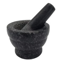 Ensemble mortier et pilon en granit naturel écologique poli PS, outil de broyage pour herbes et épices, moulin à sel et épices de cuisine, lavage à la main uniquement