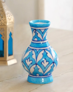 Jarrón de cerámica azul, maceta decorativa de mesa para flores frescas o artificiales, para el hogar, la oficina, la sala de estar, macetas y jardineras. - Product Image 2