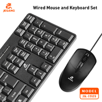 Jeqang JK-1905 Mouse Keyboard Optik USB Berkabel Ergonomis untuk Bisnis dan Kantor untuk Desktop/Laptop/Tablet Bahasa Inggris Arab