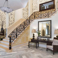 Rampe d'escalier en fer forgé incurvée, rampes intérieures classiques en fer forgé - Design victorien, résistant à la rouille, protégé contre les UV, 5 ans et plus