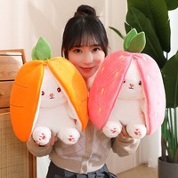 Boneka Kelinci Wortel Stroberi 2024, Mainan Boneka Kelinci Wortel Stroberi Lucu yang Dapat Dibalik