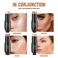 Stick de maquillage multifonctionnel 2 en 1 à marque privée avec pinceau intégré, boîtier noir et or de luxe, 12 teintes, haute couvrance