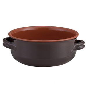 Casserole Vulcania à deux poignées, marron bicolore, terre cuite, 14 l, 40 x 16 h cm, équipement de restauration, fournitures de restaurant, vente en gros - Product Image 1