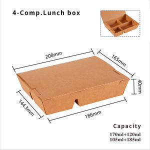 4 Compartment Bento <strong>Paper</strong> <strong>Lunch</strong> <strong>Box</strong> Wholesale Biodegradable Take Out Brown Kraft <strong>Paper</strong> Food <strong>Lunch</strong> <strong>Box</strong> - Product Image 5