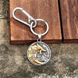 Nordic WolfTotem <b>Keychain</b> Stainless Steel Embossed Pendant Animal Shape Unisex Gift Charm - Product Image 4