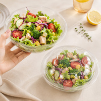Aangepaste logo 28oz voedselveilige transparante PET wegwerp saladekom deksel groothandel afhaal catering fruitverpakking voor merkverpakking