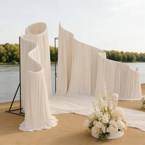 Manufacturer Direct Luxury Graceful Ivory Metal Curved Wave Arch <strong>Backdrop</strong> <strong>Stand</strong> for Nuptial Ceremonies Commencement Events - Product Image 6
