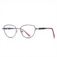 3184 Lunettes anti-lumière bleue pour femme, monture œil de chat punk transfrontalière, style européen et américain, en métal coloré, miroir plat tendance